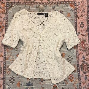 Laura Scott Ivory Crochet Blouse